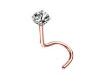 Steel Nose Stud Fine Rose Gold with White Engraved Crystal | Itc