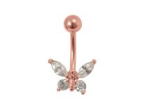 Banana Belly Button Steel Pink Butterfly | Itc
