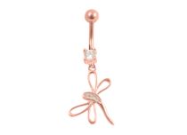 Steel belly button pink with dragonfly rhinestones | Itc