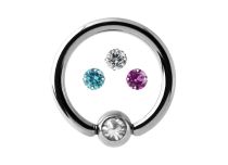 Steel Ring Ball 4 mm Colored Crystal | Itc