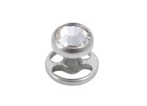 Titanium unscrewable dermal implant 1.2x 3mm white rhinestone disc.