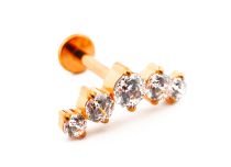 Labret Titanium PVD Gold Internal Sterile Strass Bow pattern | Itc