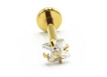 Labret Titanium PVD Gold Internal Thread Sterile Scratched Pattern Square | Itc