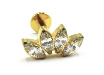 Labret Titanium PVD Gold Internal Sterile marquee pattern 4 Strass | Itc