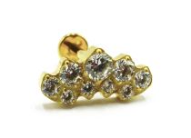 Labret Titanium PVD Gold Internal Sterile Strass Flame pattern | Itc
