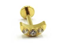Labret Titanium PVD Gold Internal Sterile Strass Moon motif | Itc