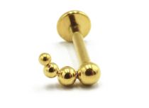 Labret Titanium PVD Gold Internal Sterile pattern 4 Curved Balls | Itc