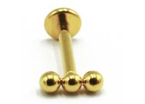 Labret Titanium PVD Gold Internal Sterile Pattern 3 Straight Balls | Itc