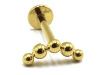 Labret Titanium PVD Gold Internal Sterile pattern 5 Balls Curved | Itc