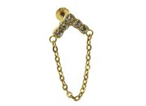 Labret Titane PVD Gold Interne Stérile motif Chevron à Chainette | Itc