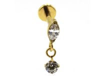 Labret Titanium PVD Gold Internal Sterile Round White Strass Pendant | Itc