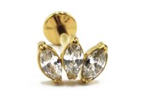 Labret Titanium PVD Gold Internal Thread Sterile pattern Marquise 3 Strass | Itc