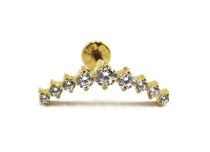 Labret Titanium PVD Gold Internal Sterile pattern Crown 9 Strass White | Itc