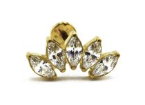 Labret Titanium PVD Gold Internal Sterile Straight Marquise Pattern 5 Strass White | Itc
