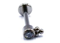 Labret Titane Interne Stérile motif 3 Micro Billes et Strass Blanc | Itc