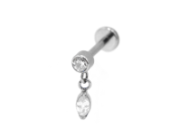 Labret Titane Interne Sterile motif Rond Pendentif Ovale à Strass Blanc | Itc