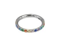 Hinge ring 1,2x8 titanium sterile strass multicolor| Itc