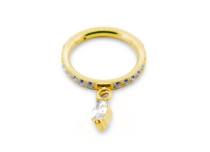 Hinge ring Titanium PVD GOLD sterile 1.2x8 rhinestones and rhinestone pendant