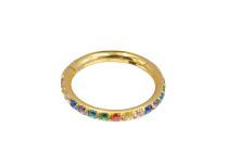Hinge ring 1,2x8 titanium PVD GOLD Sterile multicolor rhinestone pattern| Itc