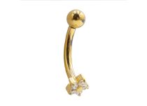 Banana 1,2x8 Titanium PVD GOLD internal sterile Flower 5 strass White| Itc