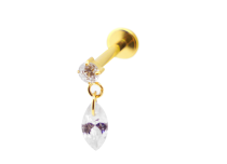 Labret Titanium PVD Gold Internal Sterile Strass and Oval Pendant | Itc