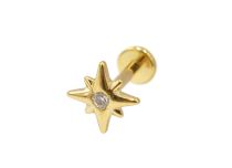 Labret Titanium PVD Gold Internal Sterile Etoile de bergé strass BL | Itc