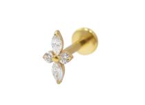Labret Titanium PVD Gold Internal Sterile Petals rhinestones BL | Itc