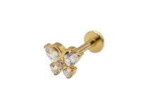 Labret Titanium PVD Gold Internal Sterile butterfly pattern rhinestones BL| Itc