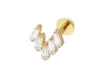 Labret Titanium PVD Gold Internal Sterile pattern 5 rhinestones rectangle white| Itc
