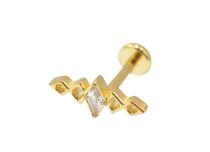 Labret Titanium PVD Gold Internal Sterile pattern 5 rhomb rhinestones BL| Itc
