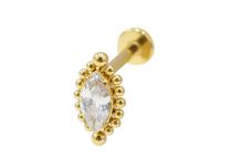 Labret Titanium PVD Gold Internal Sterile pattern oval ornamental rhinestones BL| Itc
