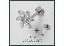 Labret Titane Interne Stérile motif Fleur 6 Strass | Itc