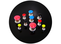 Pack of 10 fluorescent acrylic plugs in mixed sizes.