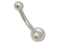 Titanium navel banana with colored facet crystal | Itc