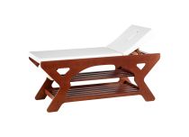 Massage table, beech frame, white seat 190x70x78 cm