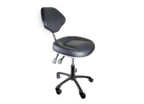 Adjustable stool with backrest, 5 aluminium legs, Black