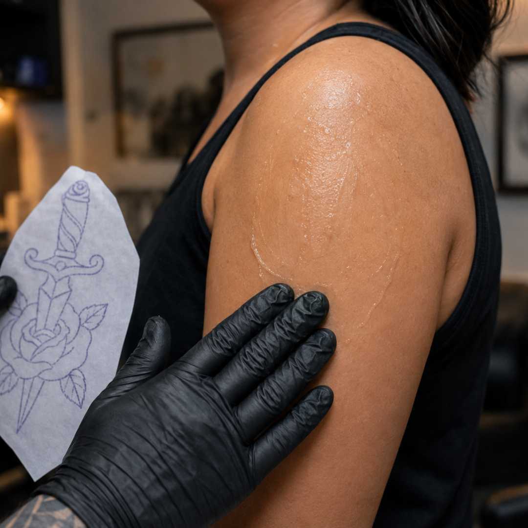 Illustration of how to apply the transfer gel