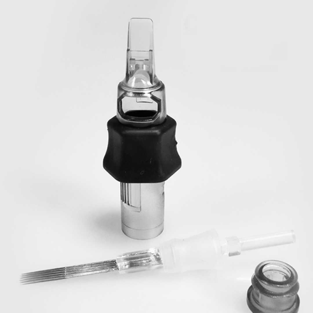 Tattoo cartridge membrane Open tattoo cartridge with membrane protrusion